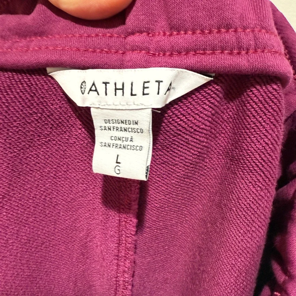 NWT Athleta Heavyweight Terry Cargo Jogger Pants L Magenta Wildberry Cargo Casua